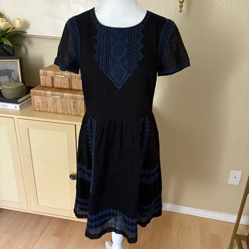 MADEWELL Black Fortune Dress Embroidered Size 2‎ - Image 3