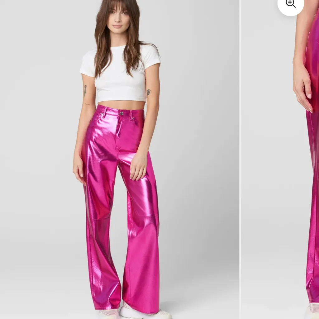 BLANK NYC Pink Metallic Faux Leather Pants Size 26 NWT - Image 2