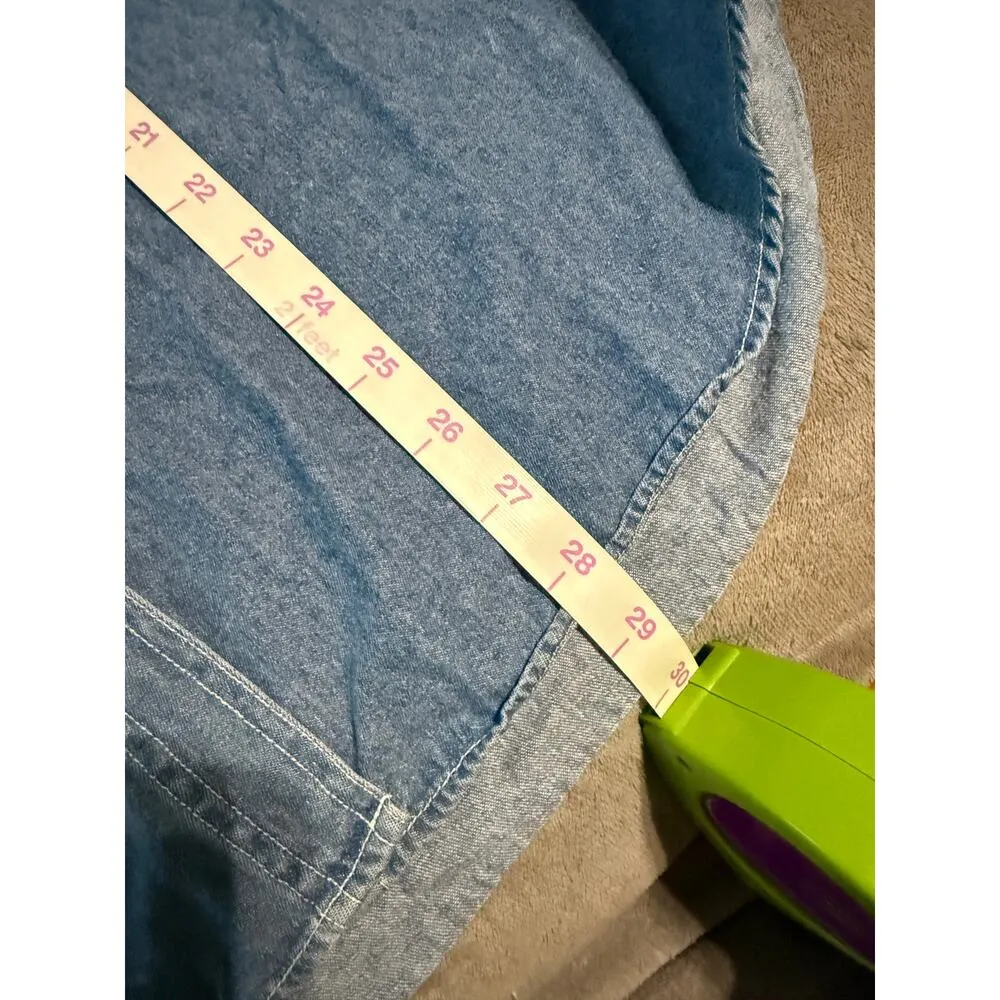 Quizz Shirt Women Size 22 Vintage Noah's Ark Scene Button Up Cotton Embroidery‎ Blue - Image 6