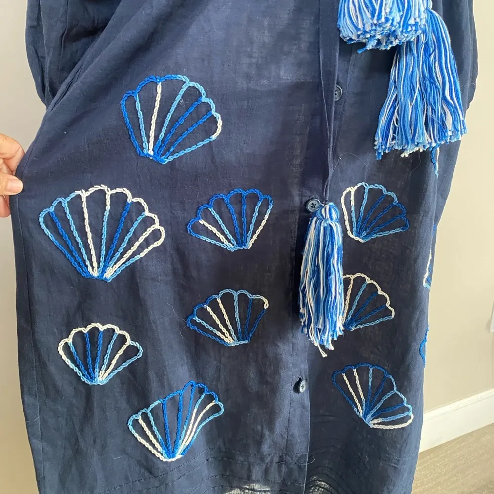 NWOT Les Filles du Nord “Danielle” hand embroidered balloon sleeve tassle lin… Blue Size M - Image 13