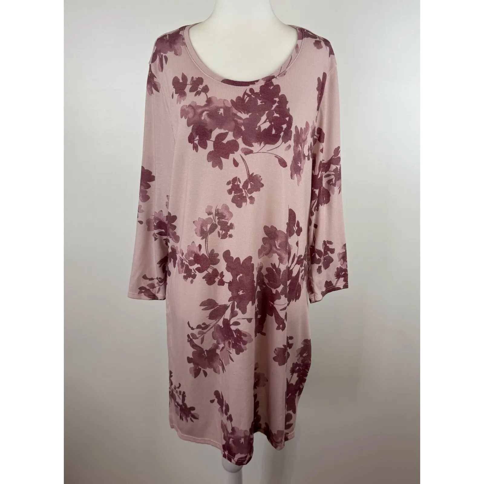 Chicos Womens Floral Side Slit Tunic Top Pink Sz 3 (XL) Feminine Flowy Longline‎ - Image 2