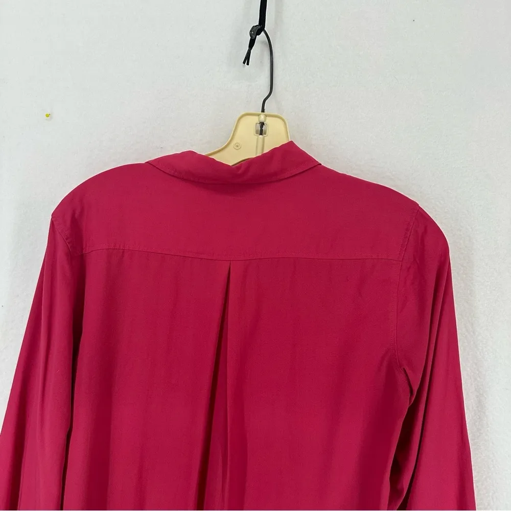 Uniqlo Button Down Long Sleeve Basic Blouse Womens Small Red - Image 6