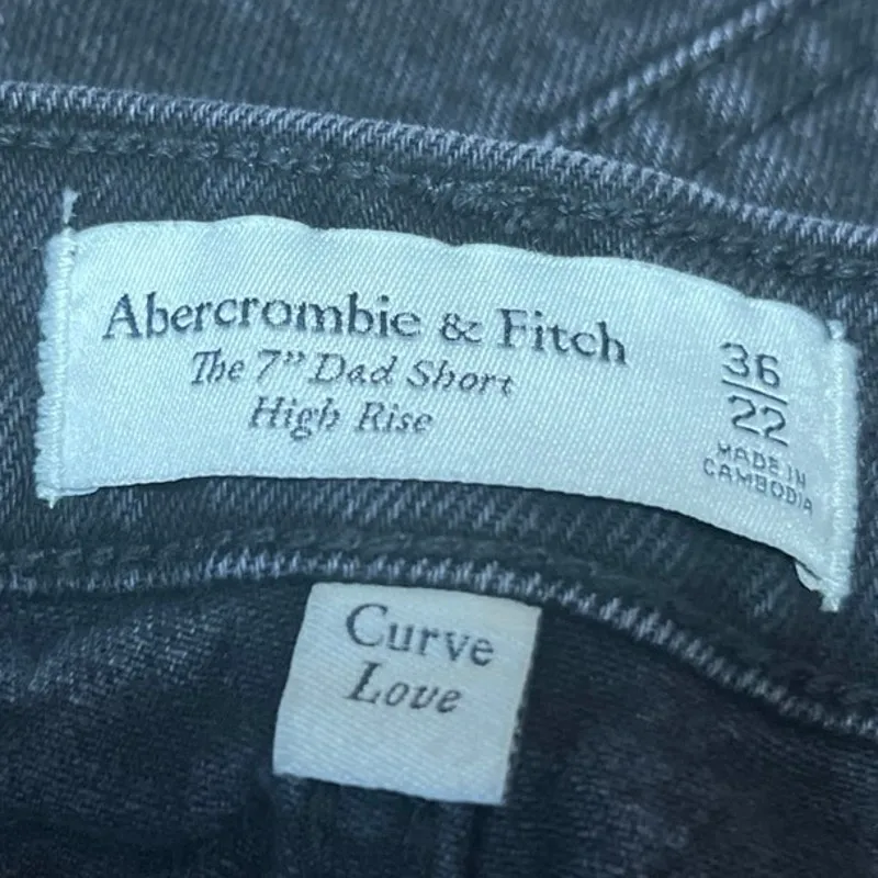 Abercrombie & Fitch The 7" Dad Womens' Black High Rise Denim Jean Shorts Size 36 - Image 4