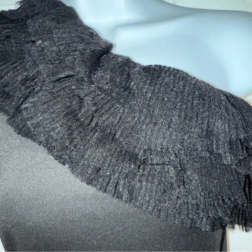 ENDLESS ROSE Elegant Black Tulle Ruffled One Shoulder Bodysuit EUC‎ Medium - Image 4
