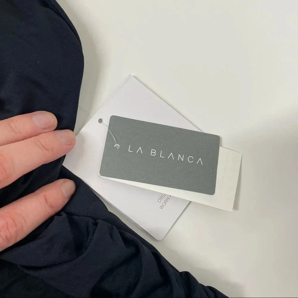 NEW La Blanca Island Goddess Lingerie One Piece Swimsuit Solid Black Size 2 - Image 5