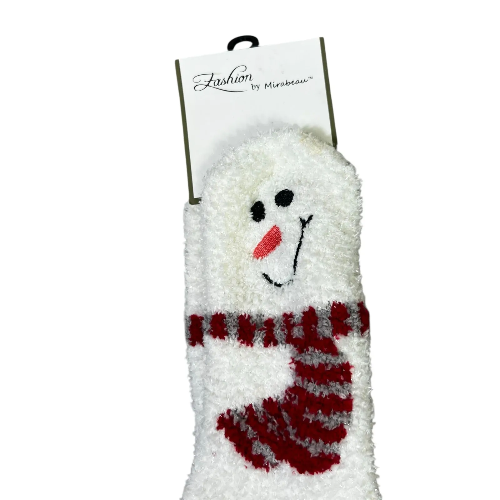 NWT Snowman Spa Socks Womens One Size White Fuzzy Gripper Holiday Christmas - Image 2