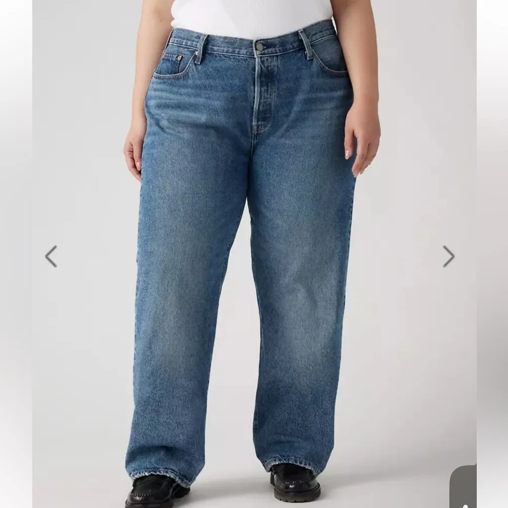 Levi's 501 ‘90s Rigid Loose Straight Leg Jean Not My News Channel Blue 22W - Image 2