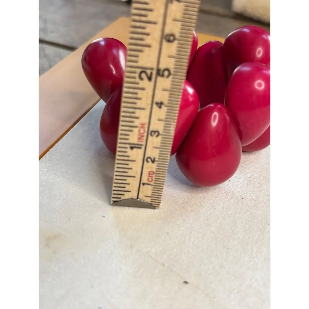 Chunky Red Stretch Bracelet With Large Teardrop Beads For Women Or Teens Elastic - Image 5