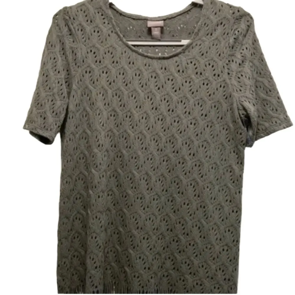 Chico's Crocheted Tunic Top - Size Small (Chico's 1) - with Fringed Bottom EUC - Image 2