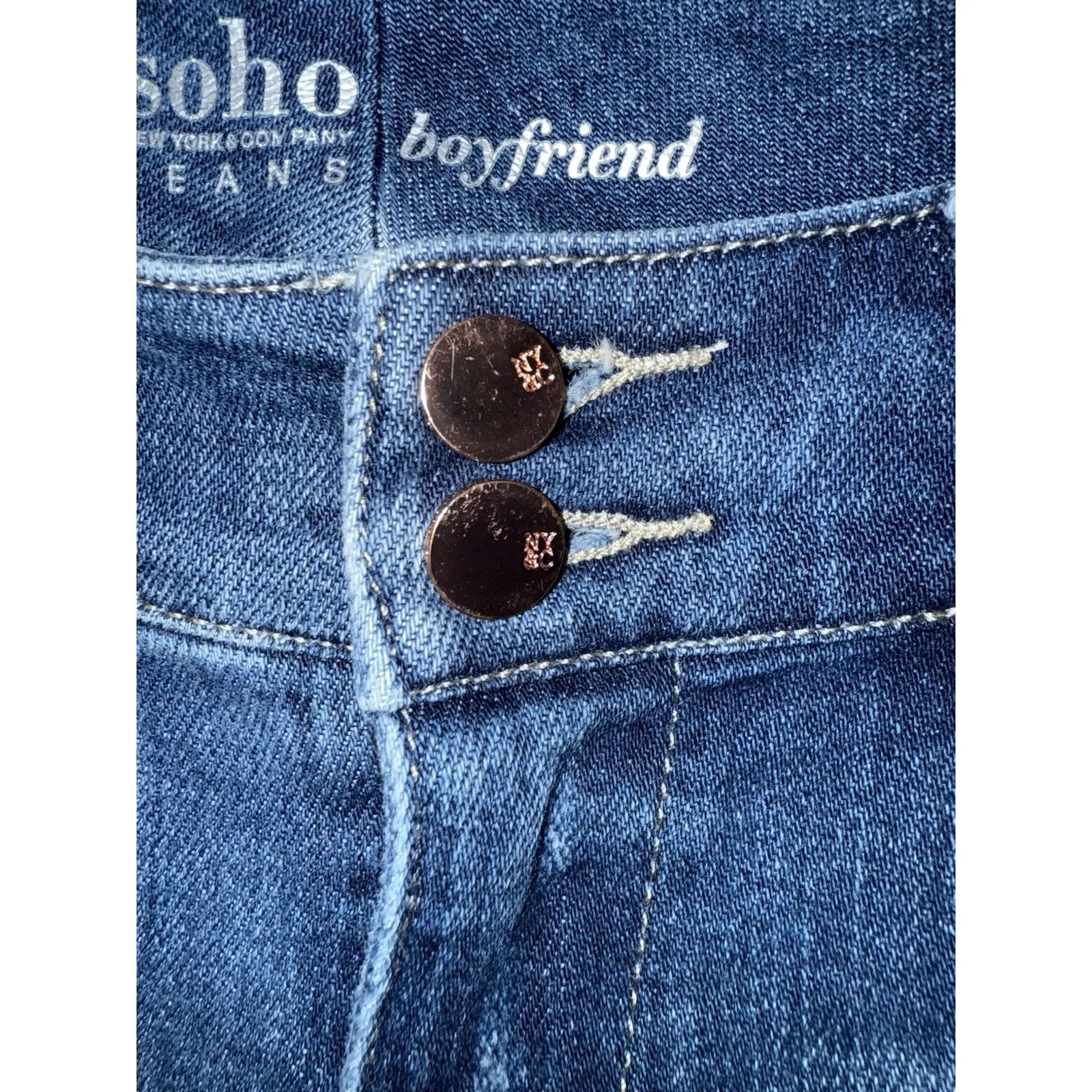 NY&C SOHO Jeans Y2K Sz‎ 4 Distressed Boyfriend Stretch Rose Gold Bling Glitter - Image 4