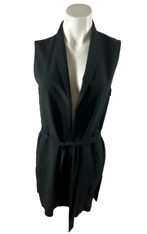 Eileen Fisher Long Line Georgette Silk Crepe High Collar Vest - Image 13