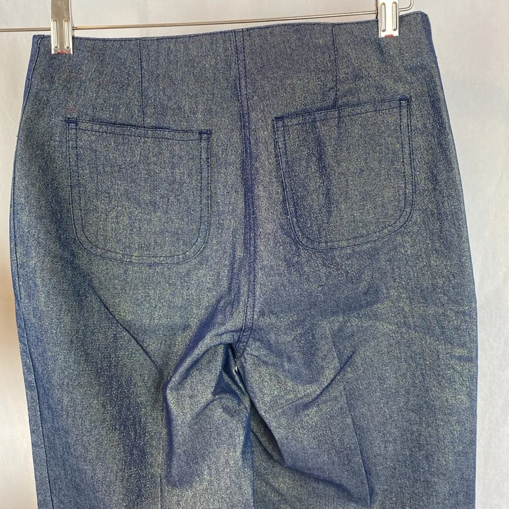 Bebe Blue & Gold Vicky High Rise Flair Wide Leg Pants NEW 2 - Image 4