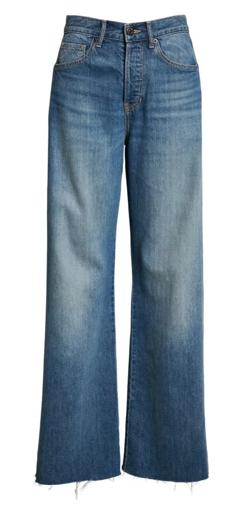 NWT Veronica Beard Taylor in Keystone High Rise Raw Hem Wide-Leg Jeans 31 - Image 1