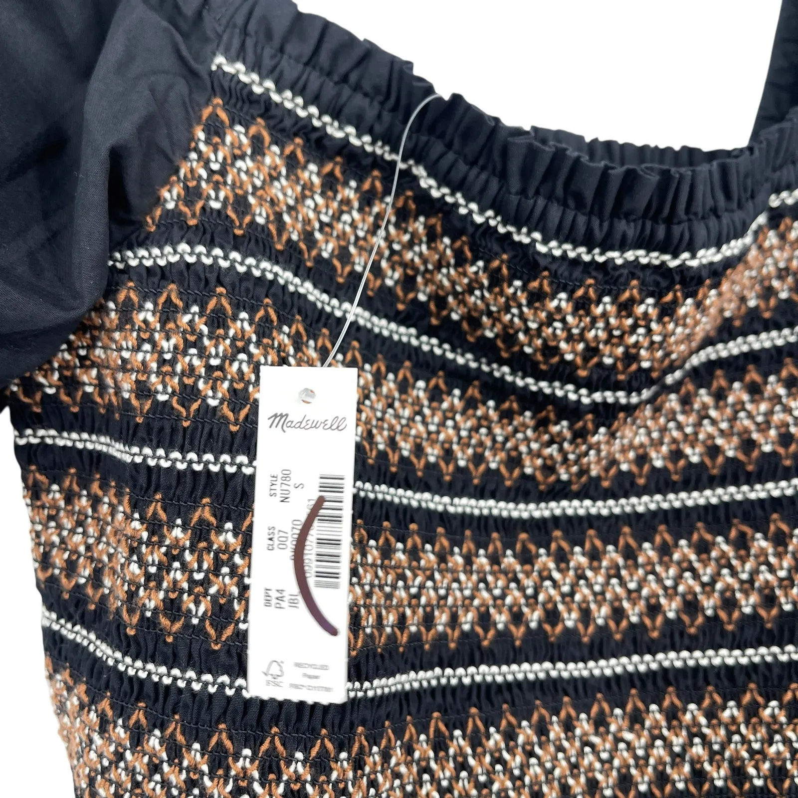 Madewell Poplin Puff-Sleeve Mini Dress Jet Black Size Small NWT Cottagecore - Image 8