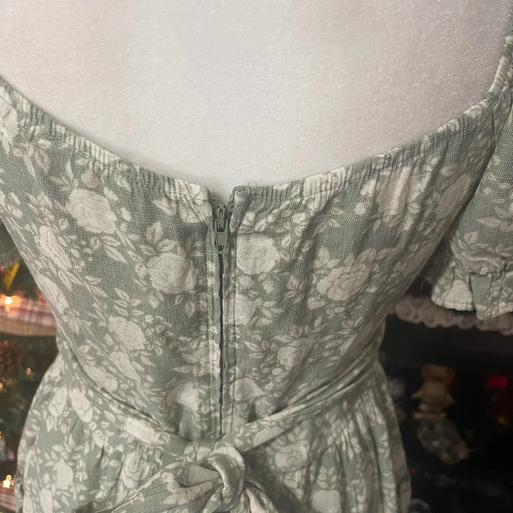 Altar’d State moss green & white belted fit & flare mini dress. Size S. - Image 6