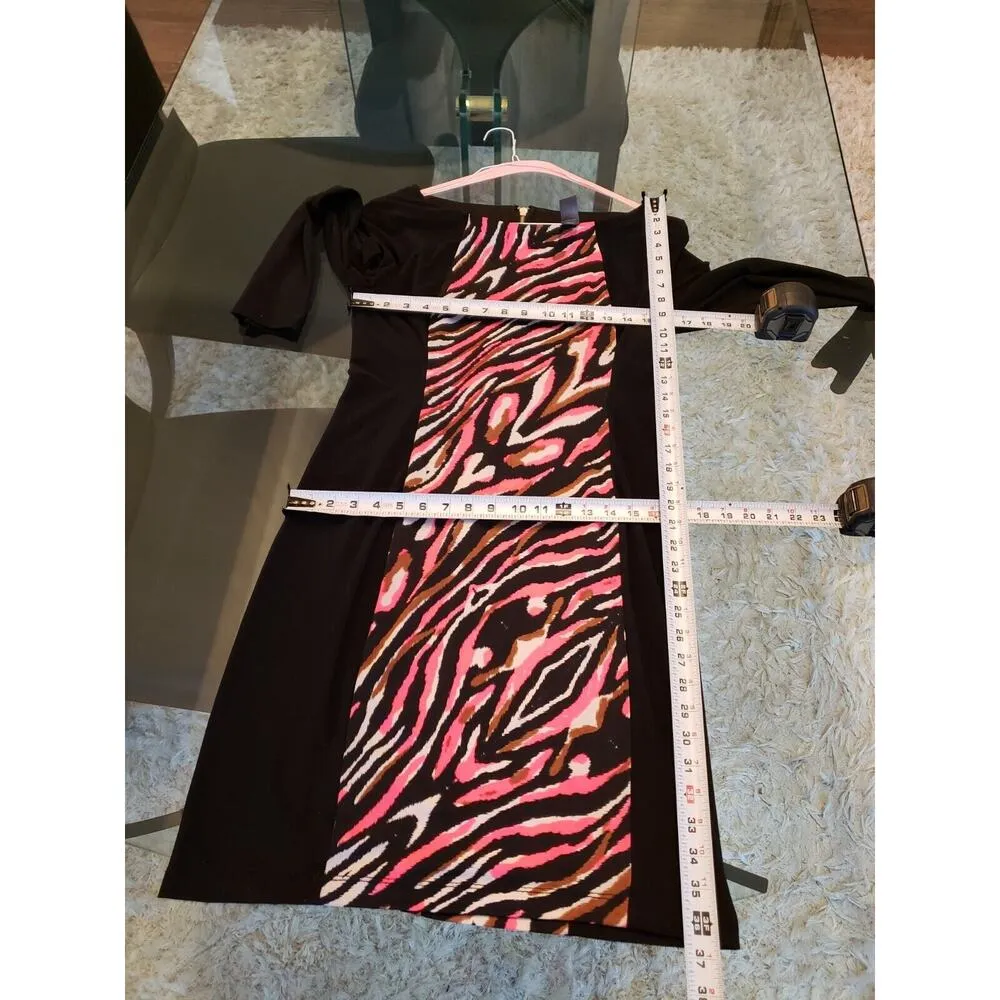 BISOU BISOU Women's Multi Animal Print Back Zip Long Sleeve Knee Length Dress 10 - Image 5