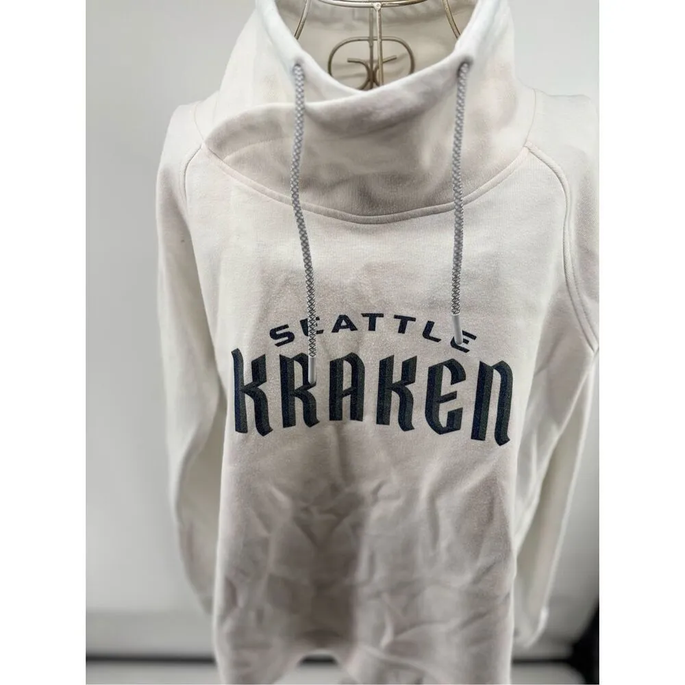 Levelwear Seattle Kraken Women’s Split Back Funnel Neck Sweatshirt Size Large White - Image 5