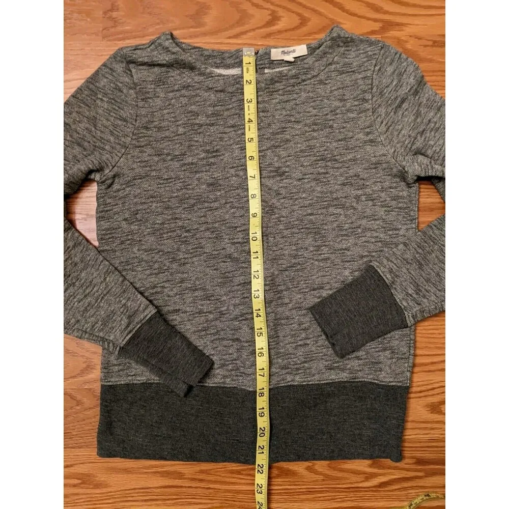 Madewell Women Sz XS Crew Neck Sweatshirt Back Zipper Casual Preppy Minimalist - Image 6