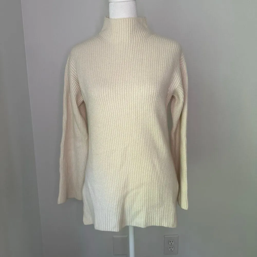 Everlane ivory knit mockneck long sleeve cashmere sweater size S - Image 2