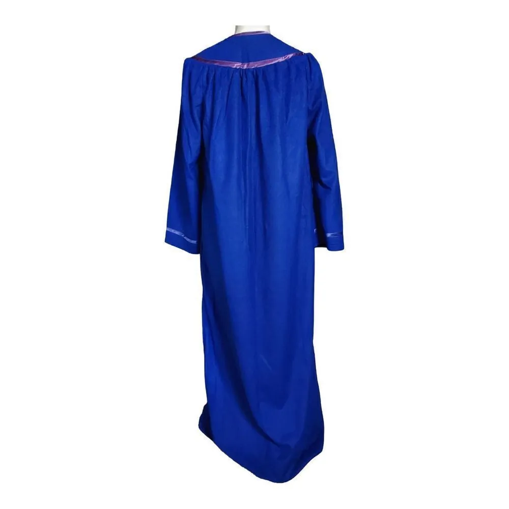 Vintage Adonna Robe Housecoat Blue Size Medium Full Length Zip Pocket Duster - Image 2