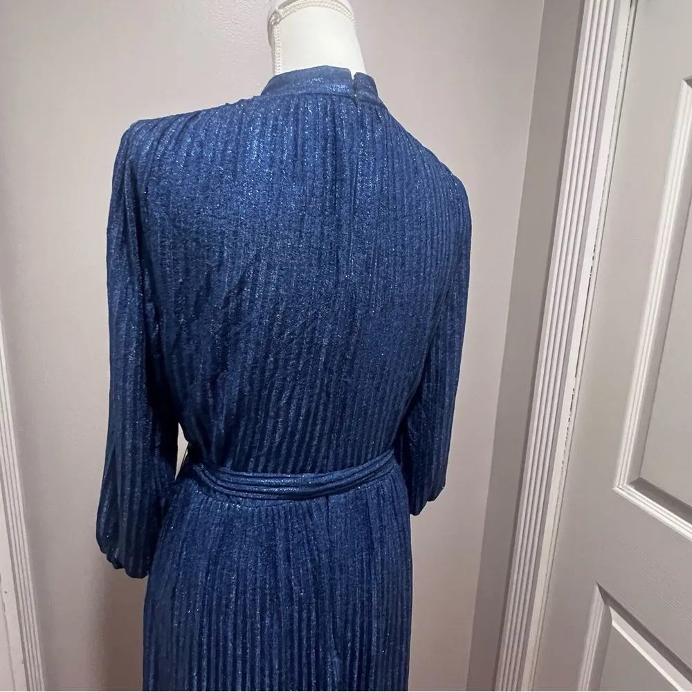 Alice and Olivia Katina Metallic Faux-Wrap Dress womens size 6 - Image 9