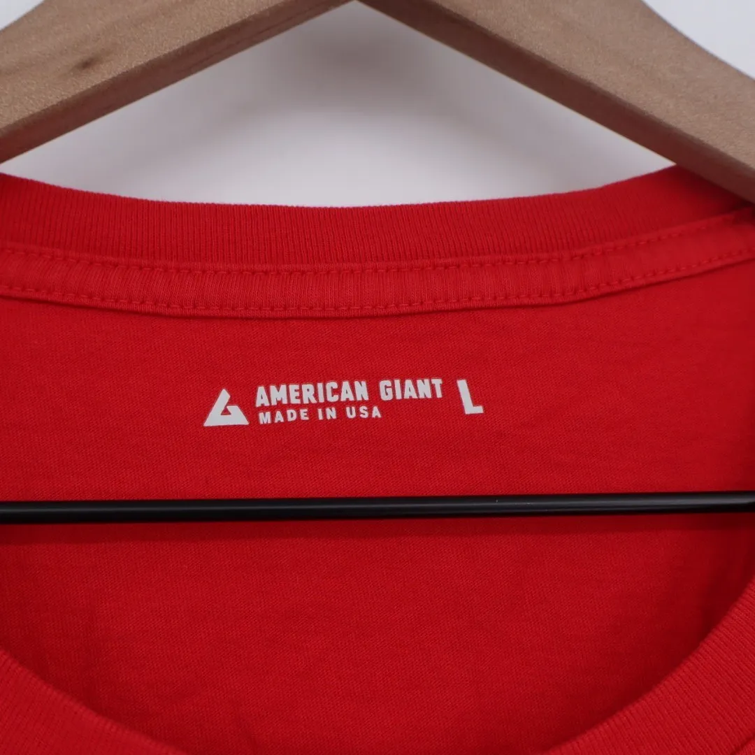 American Giant Women's Red Crew Neck Short Sleeve T Shirt Size L Made in USA Size L - Image 3