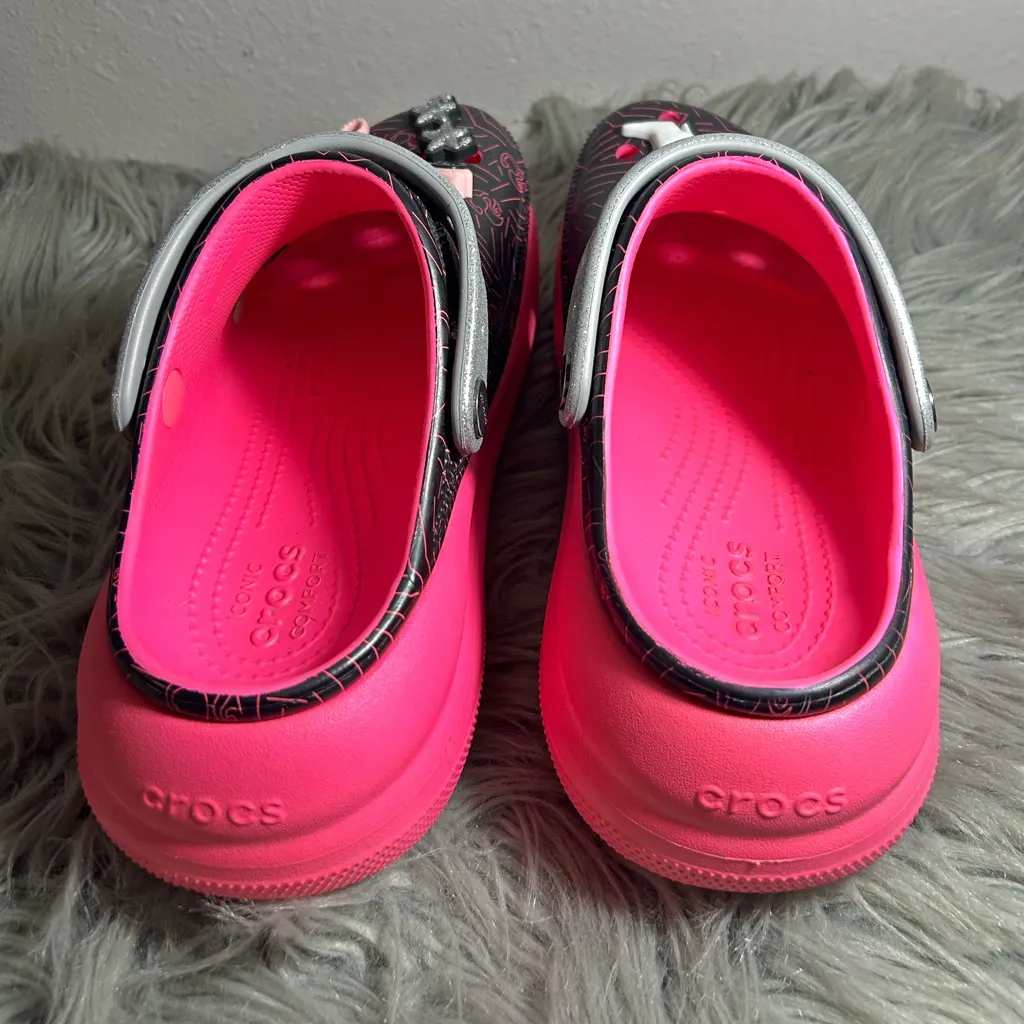 Crocs Barbie Limited Edition Classic Crush Clogs Pink Silver Clogs Charms Size 9 - Image 6