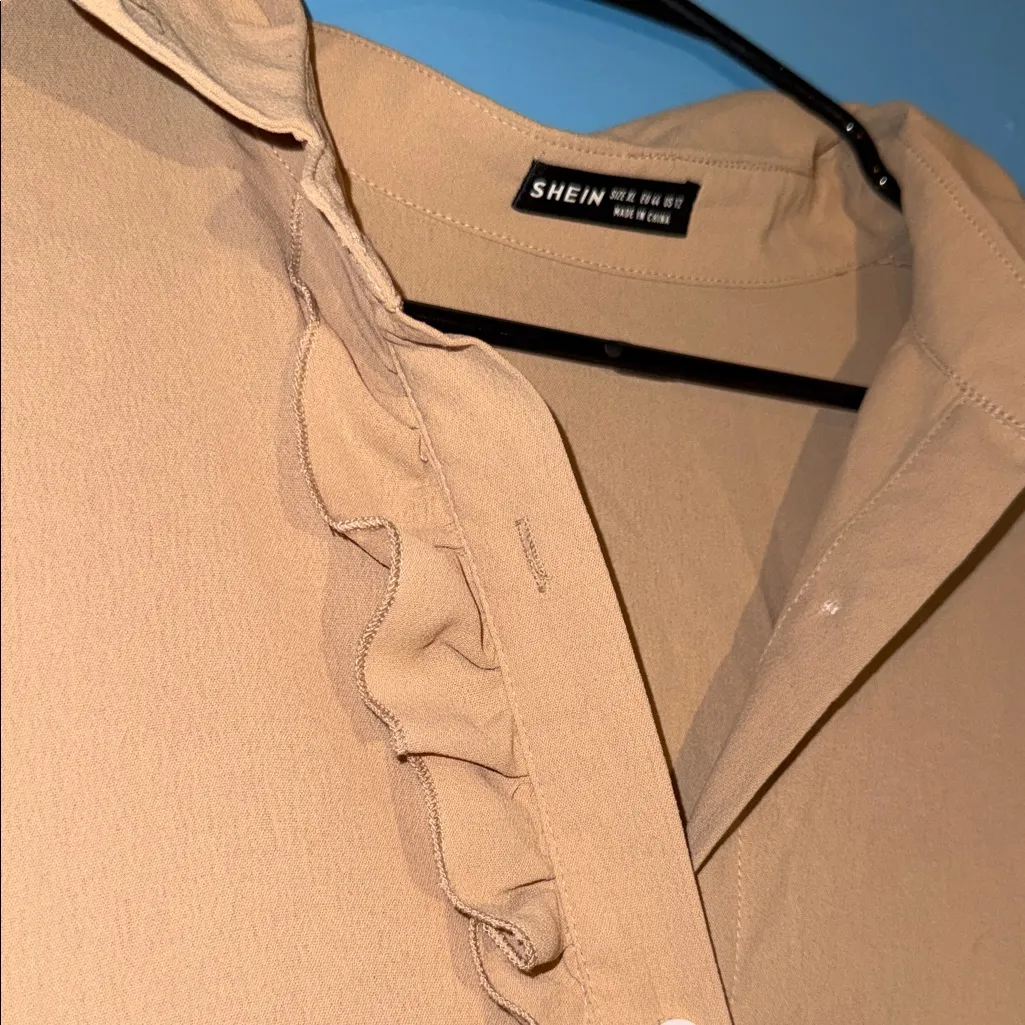 SHEIN Elegant Tan Ruffle Dress - Image 8