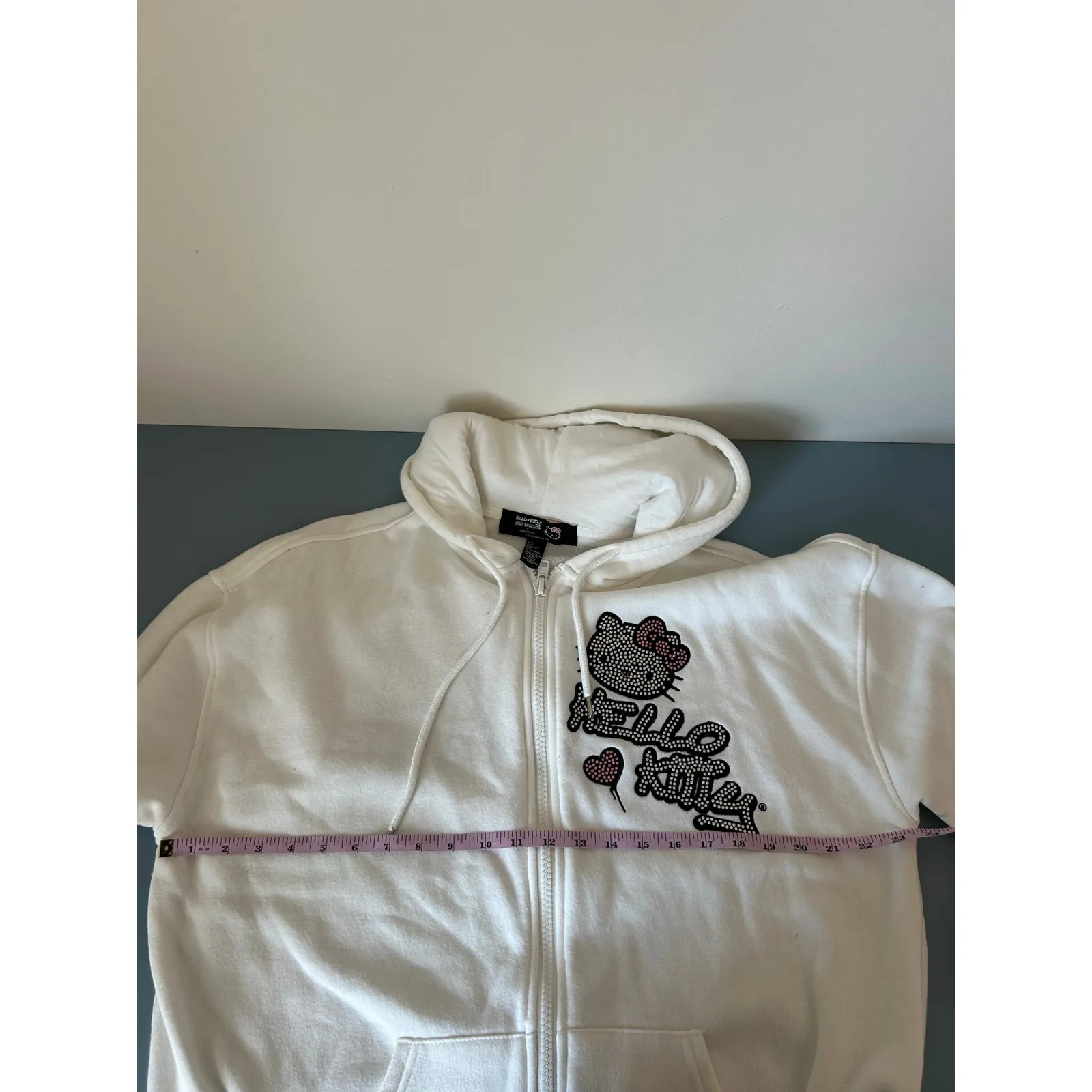 Hello Kitty x Forever21 white hoodie womens S sequins emo kidcore - Image 8