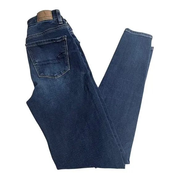 American Eagle High Rise JEGGING JEANS Women's 00 (23) AE Next Level 360 Stretch Blue - Image 2
