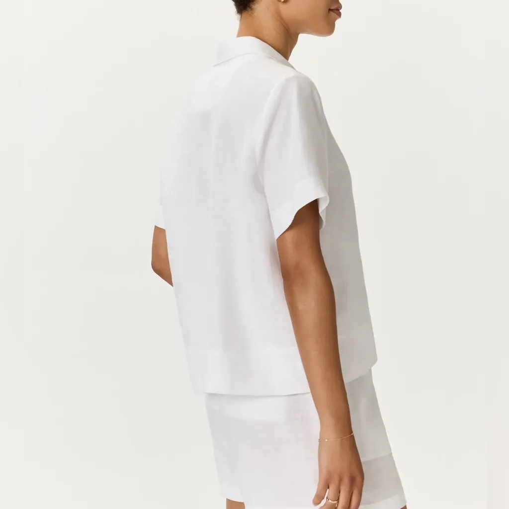 NWT Quince Classic White 100% European Linen Short Sleeve Shirt Sz S - Image 5