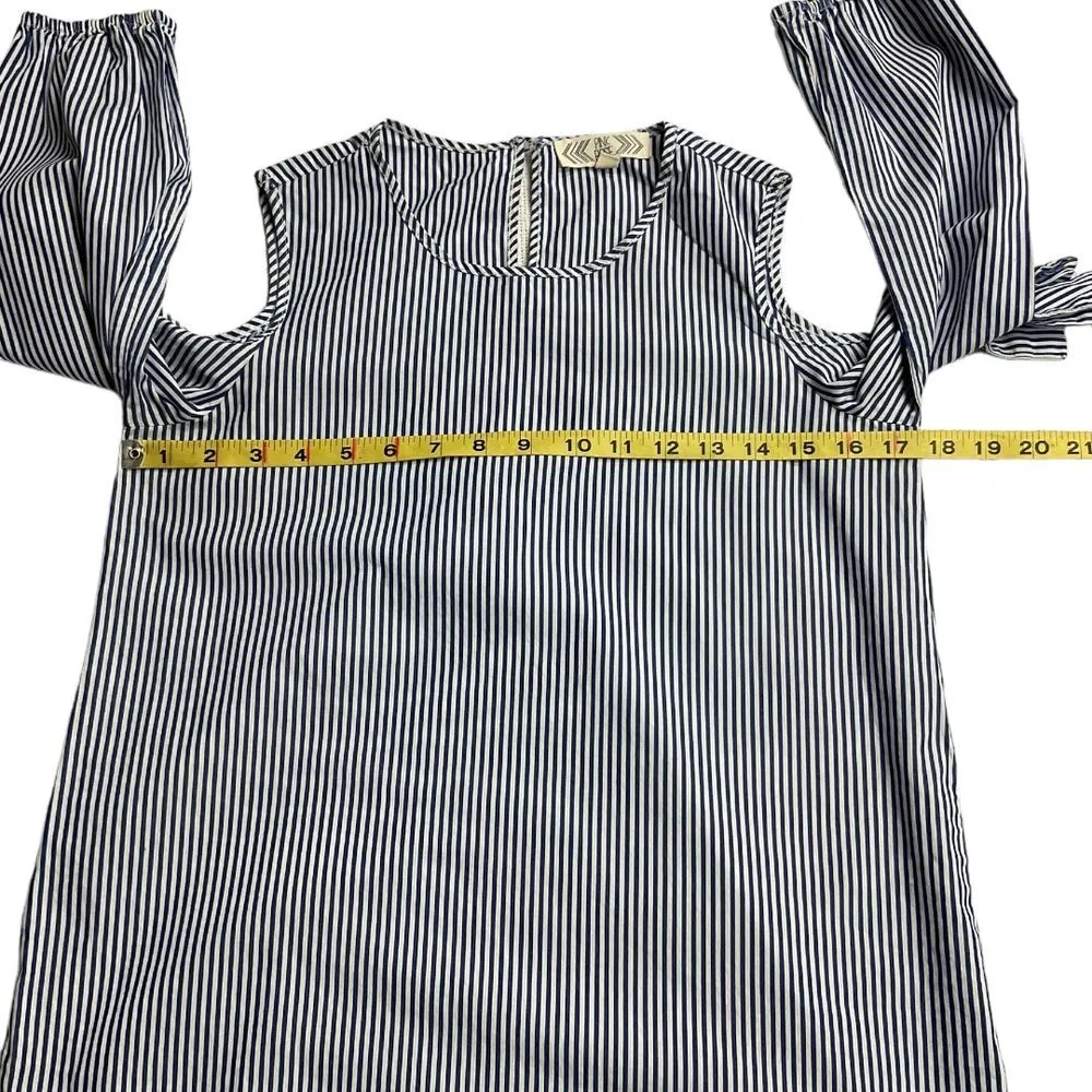 Macy's Pink Rose Womens Cold Shoulder Blouse Top S Blue White Stripe Career Work - Image 7