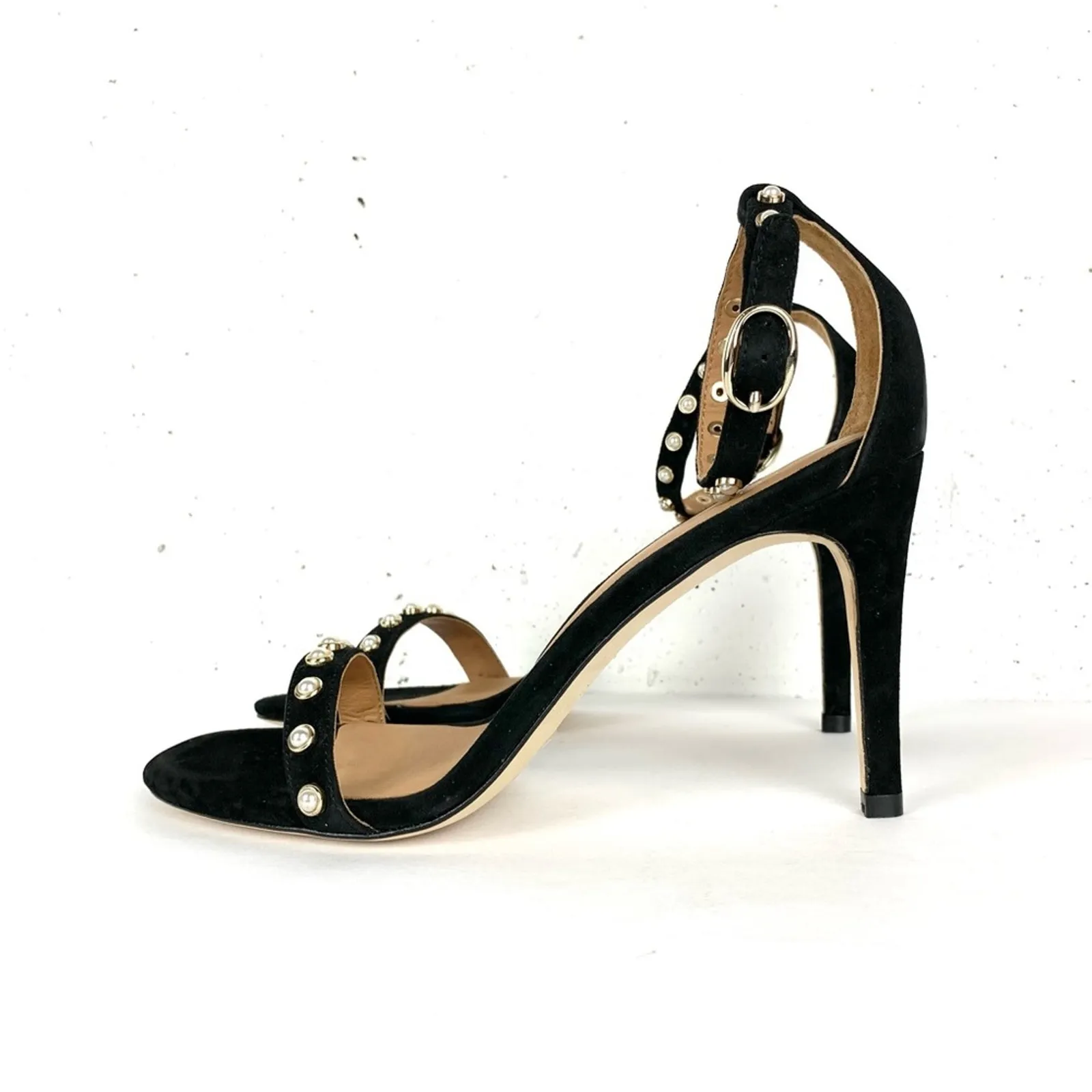 Joie Alana Pearl Studded Ankle Strap Heeled Sandals Black Size 9 - Image 5