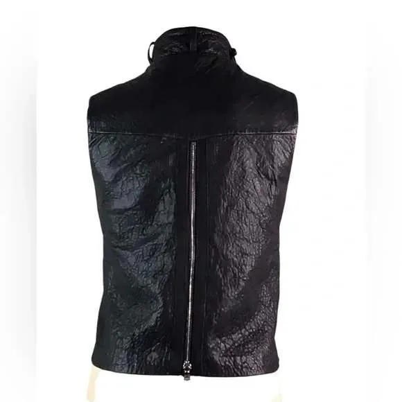 Alexander Wang Black Cropped Moto Leather Asymmetrical Zip Vest Womens Sz 0 - Image 3