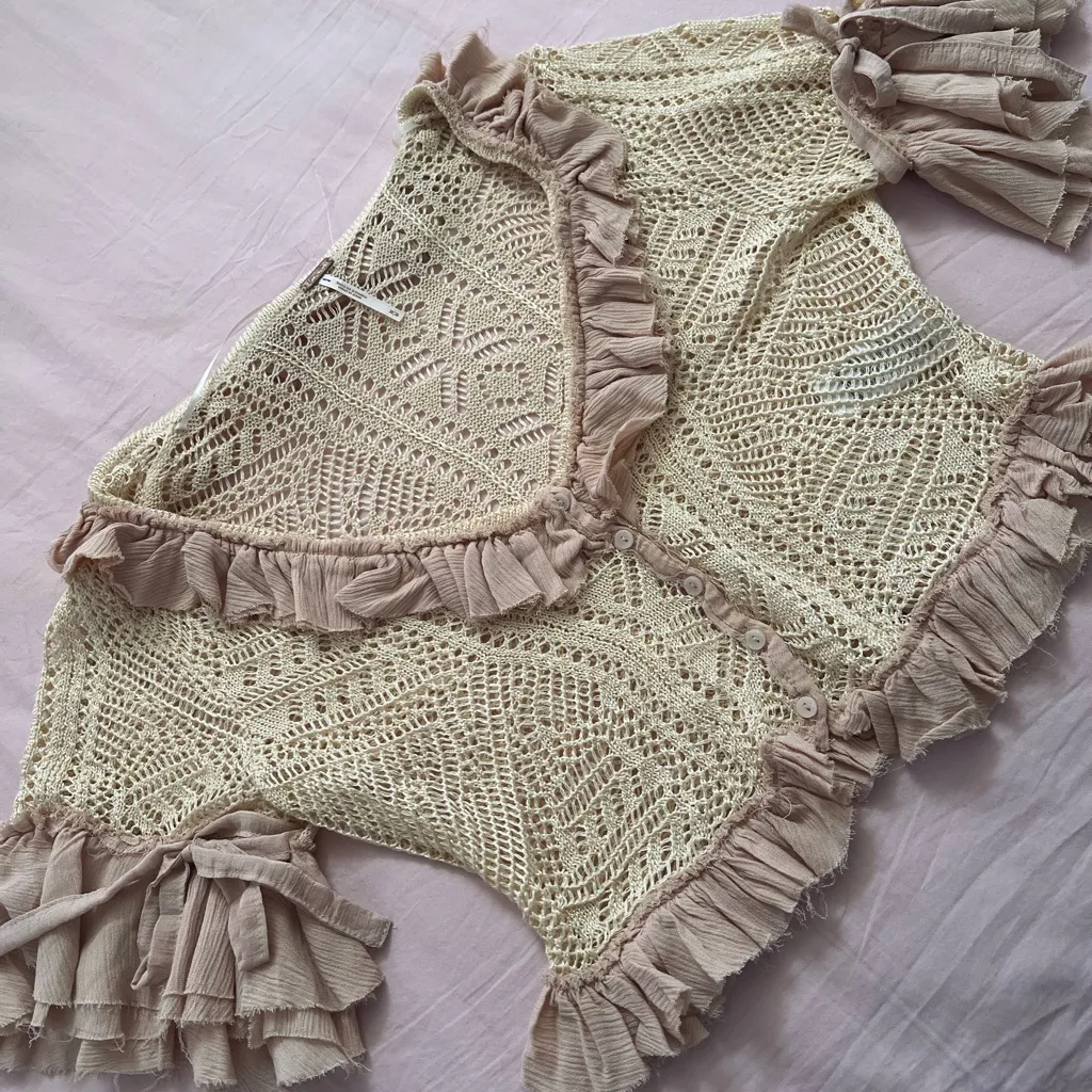 Free People Women's Crochet Ruffle Top - Image 2