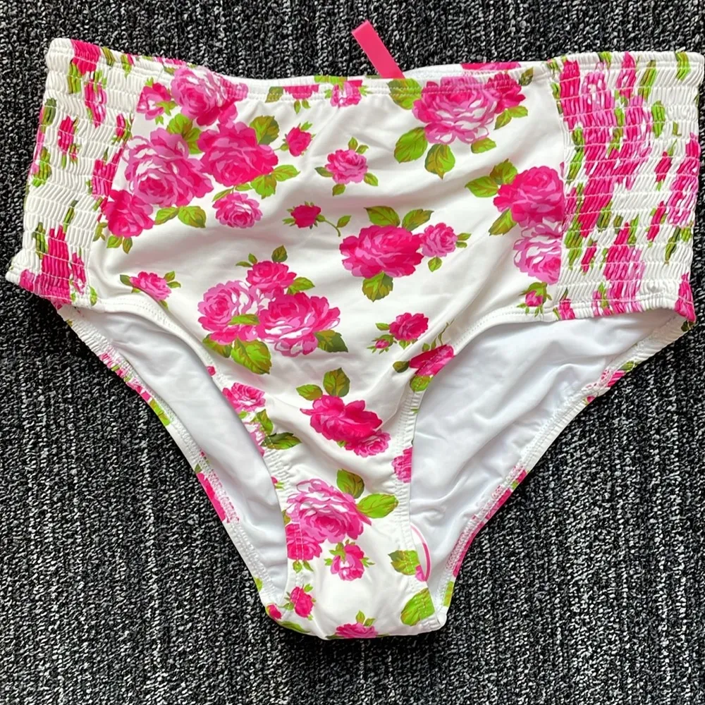 Betsey Johnson Love Always Pink Rose Corset High Waist Bikini Set NWT - Image 8