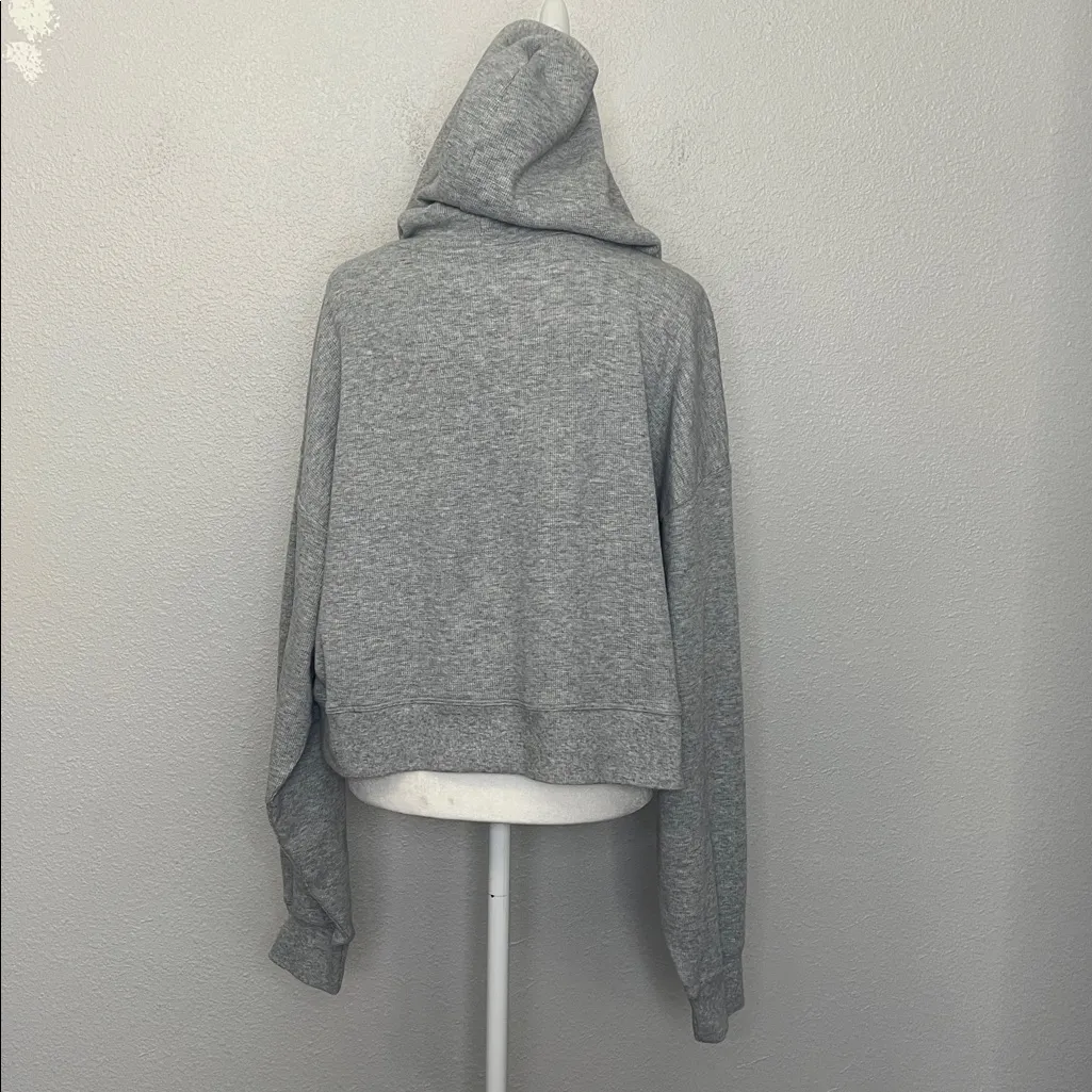 Aritzia Sunday Best Waffleknit Cropped Hoodie Gray Size XL - Image 3