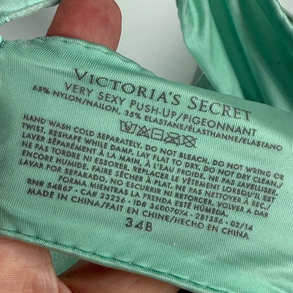 Victoria Secret very sexy mint green jewel trimmed push up bra size 34B - Image 8