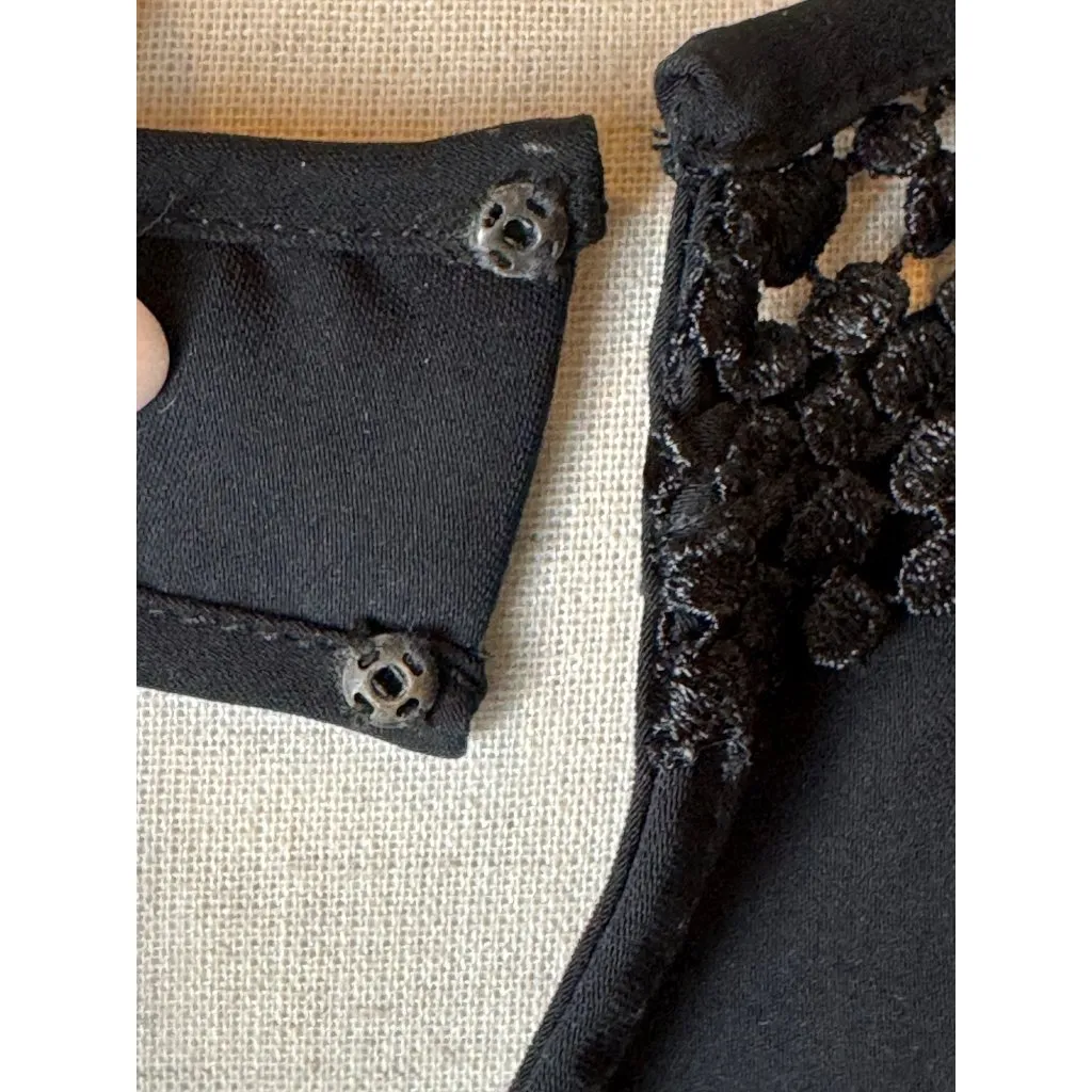 Reiss Shirt Women 4 Black Crochet Yoke Cap Sleeve Blouse‎ Whimsigoth Luxury Goth - Image 7