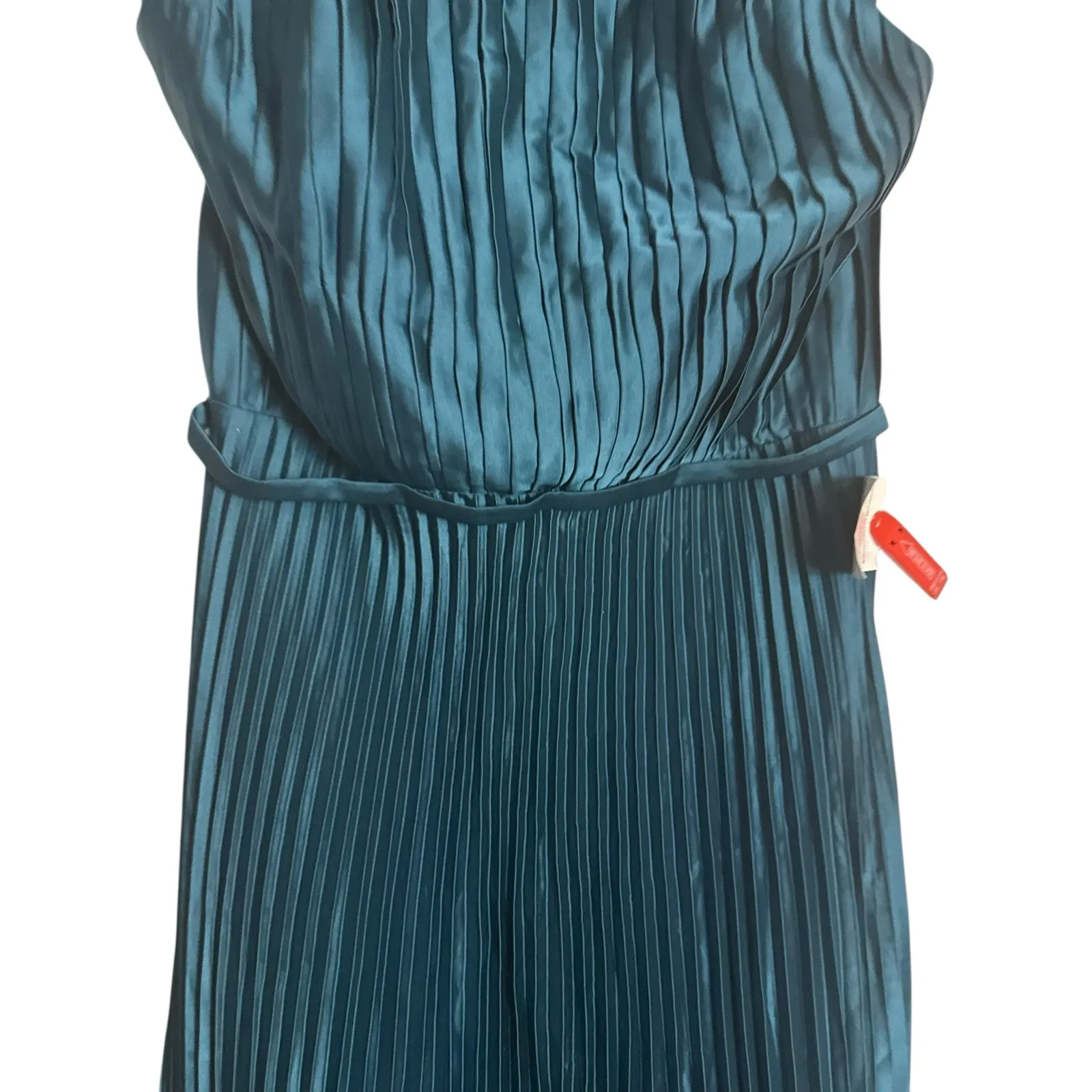 Mac Duggal Teal Blue Halter Neck Tea Length Pleated Satin Cocktail Dress 8 - Image 6