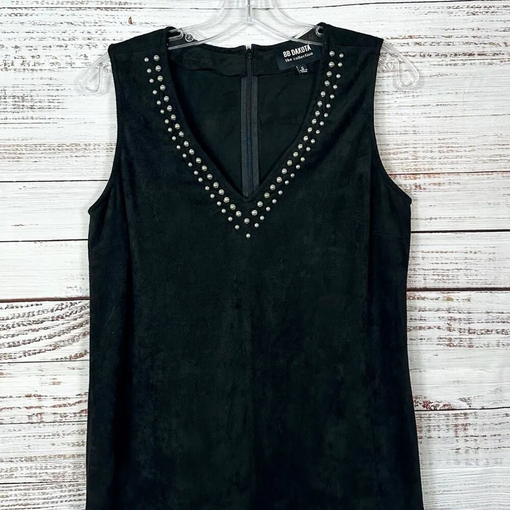 BB Dakota Brayton Black Faux Suede Silver Studded Dress, EUC, Small, MSRP $98 - Image 4