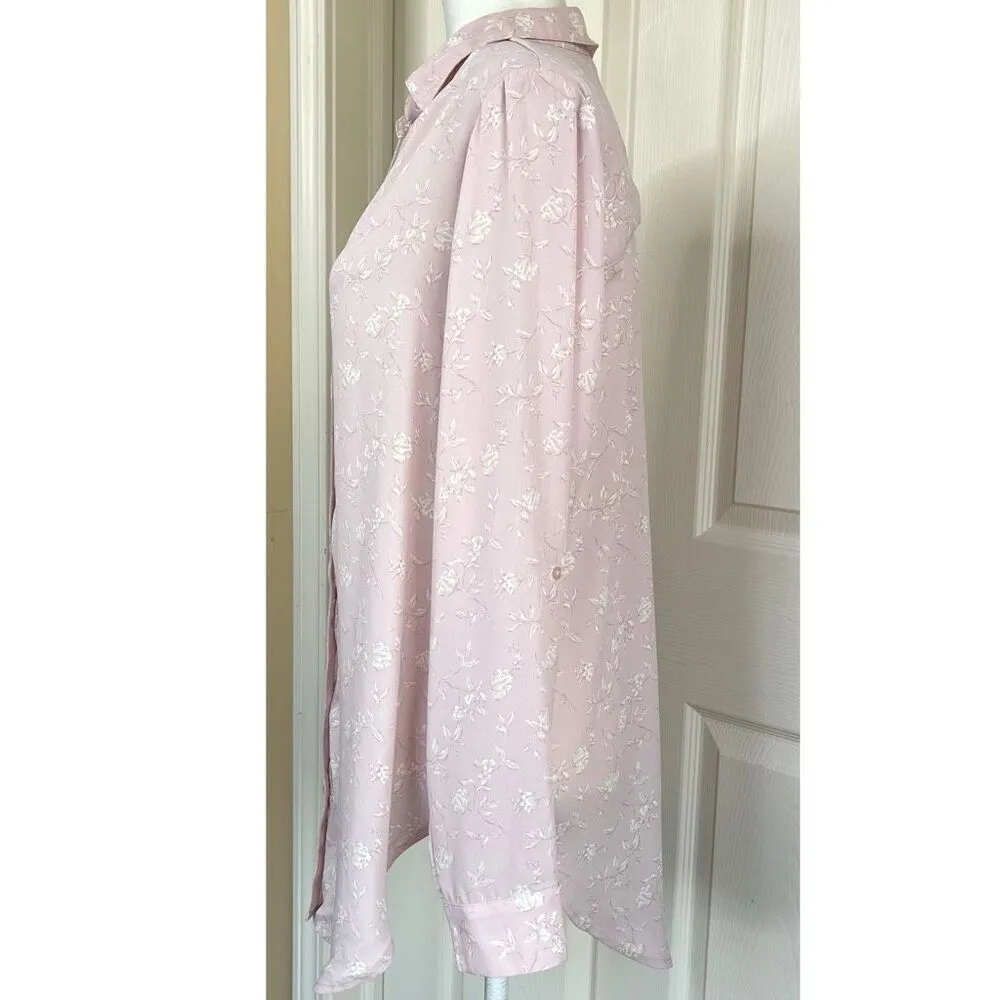 Candie’s Floral Roll Tab Button Front Tunic Blouse (Pink Floral) - XL - Image 2