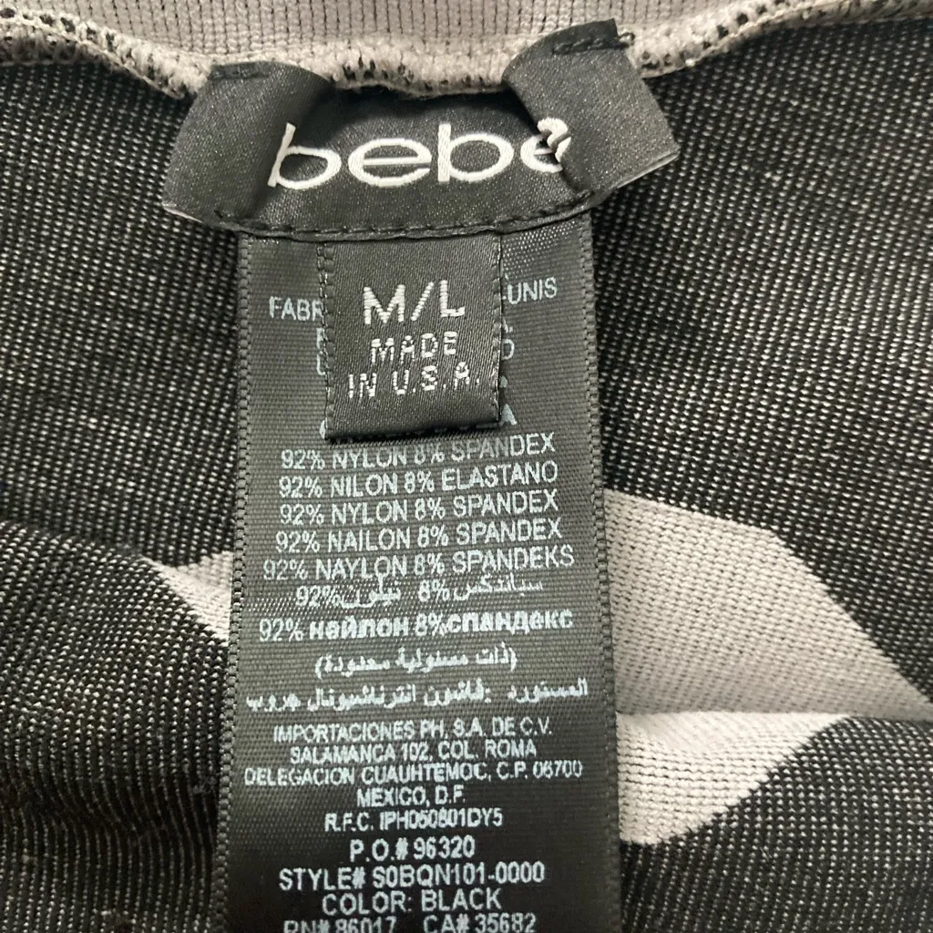 Vintage Y2K Bebe One Shoulder Stretchy Bodycon Dress Size M/L Gray Black - Image 6