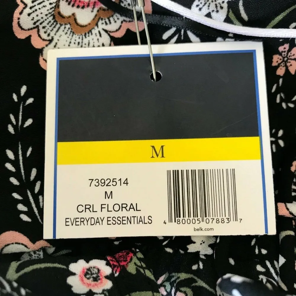 Kaari Blue Hi Low Floral Blouse Top Medium Everyday Essentials 3/4 Sleev… - Image 12