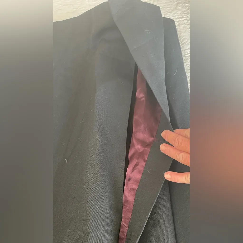 The J. Peterman Company black wool trench coat with gold accent buttons; size 6 - Image 7