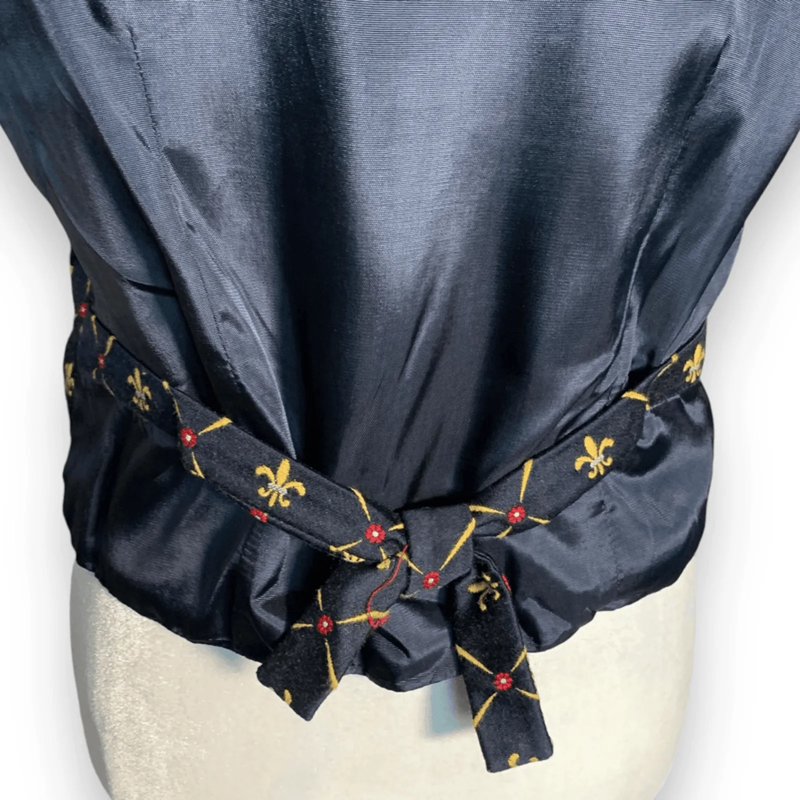 Vintage Lizsport Petite Black Gold Fleur De Lis Embroidered Vest New Small Prep Size undefined - Image 6