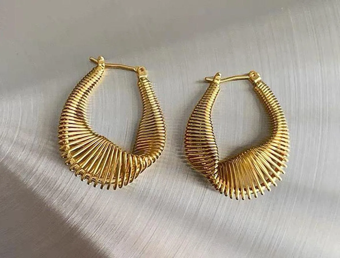 Gold Hoop Earrings, Thick Hoop Earrings, Geometric Hoops - Image 6
