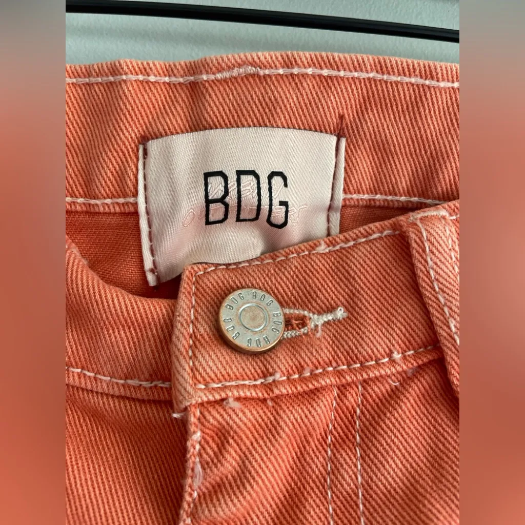 BDG  Orange Cargo Denim Shorts - Image 2