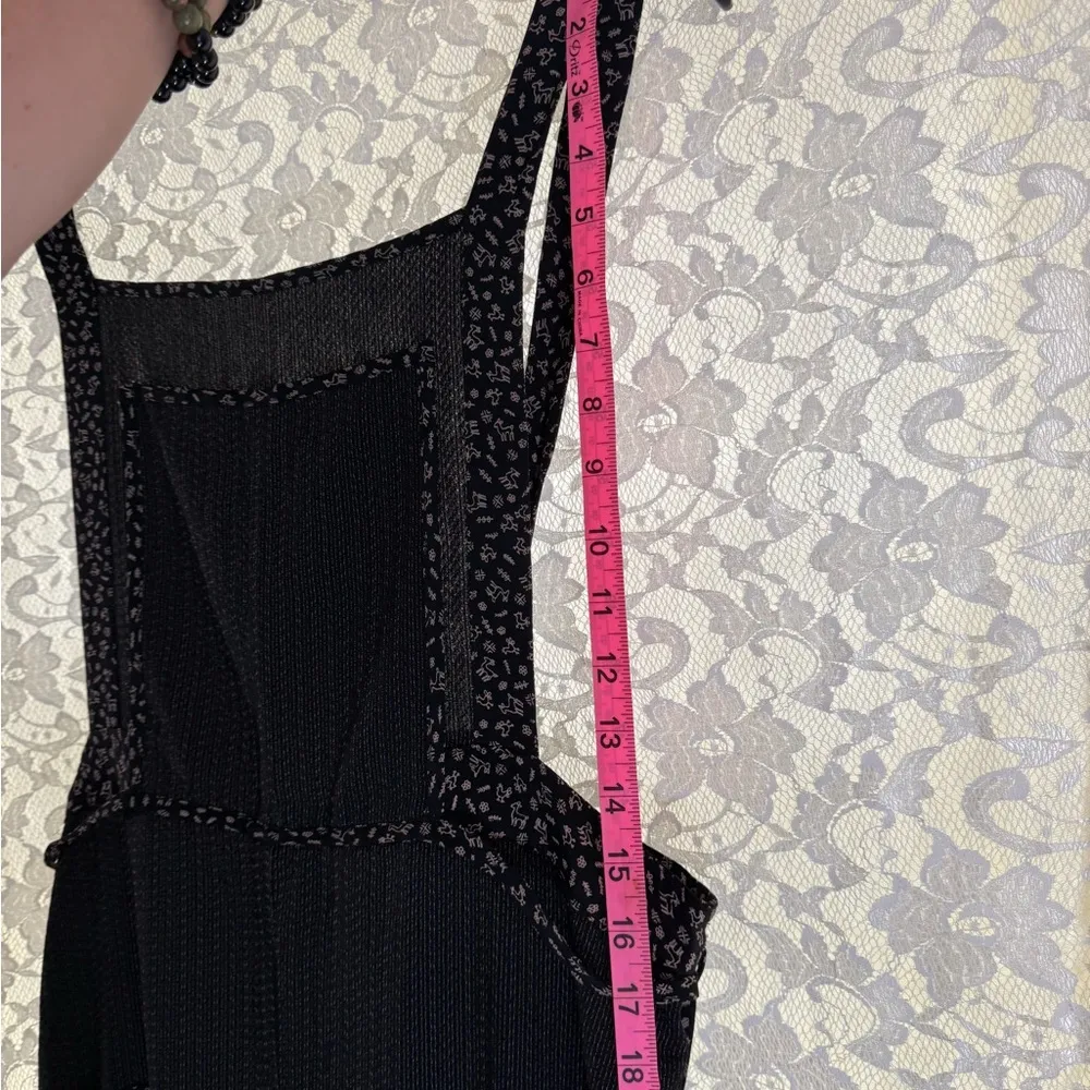 Vintage Carole Little Black Maxi Dress with Patterned Trim overall S/M slits Size 8 - Image 9