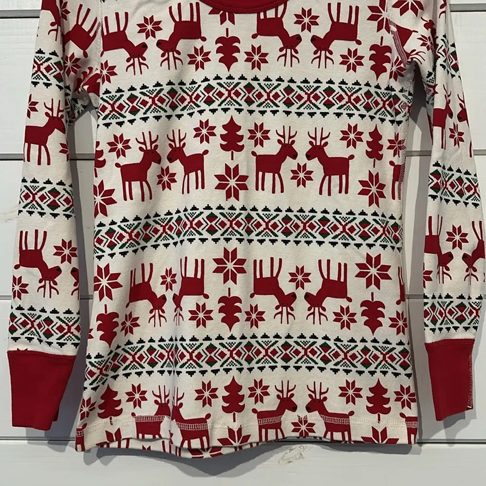 Hanna Andersson Dear Deer Holiday Long John PJ Pajama Set Medium Red - Image 4